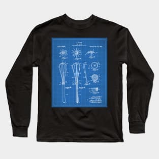 Whisk Patent - Baking Art - Blueprint Long Sleeve T-Shirt